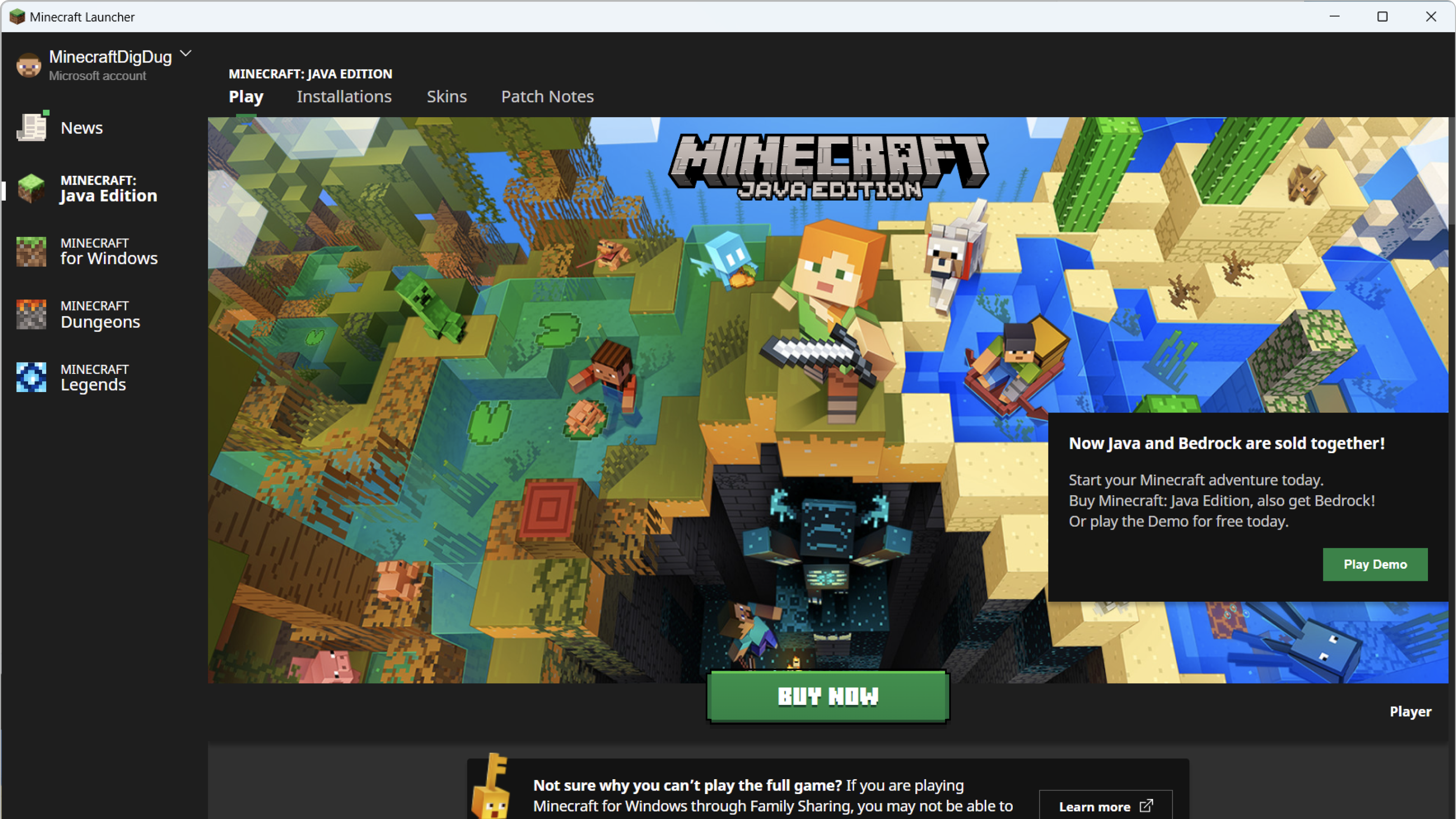 Minecraft Launcher Quick Play bar showing recent worlds and servers